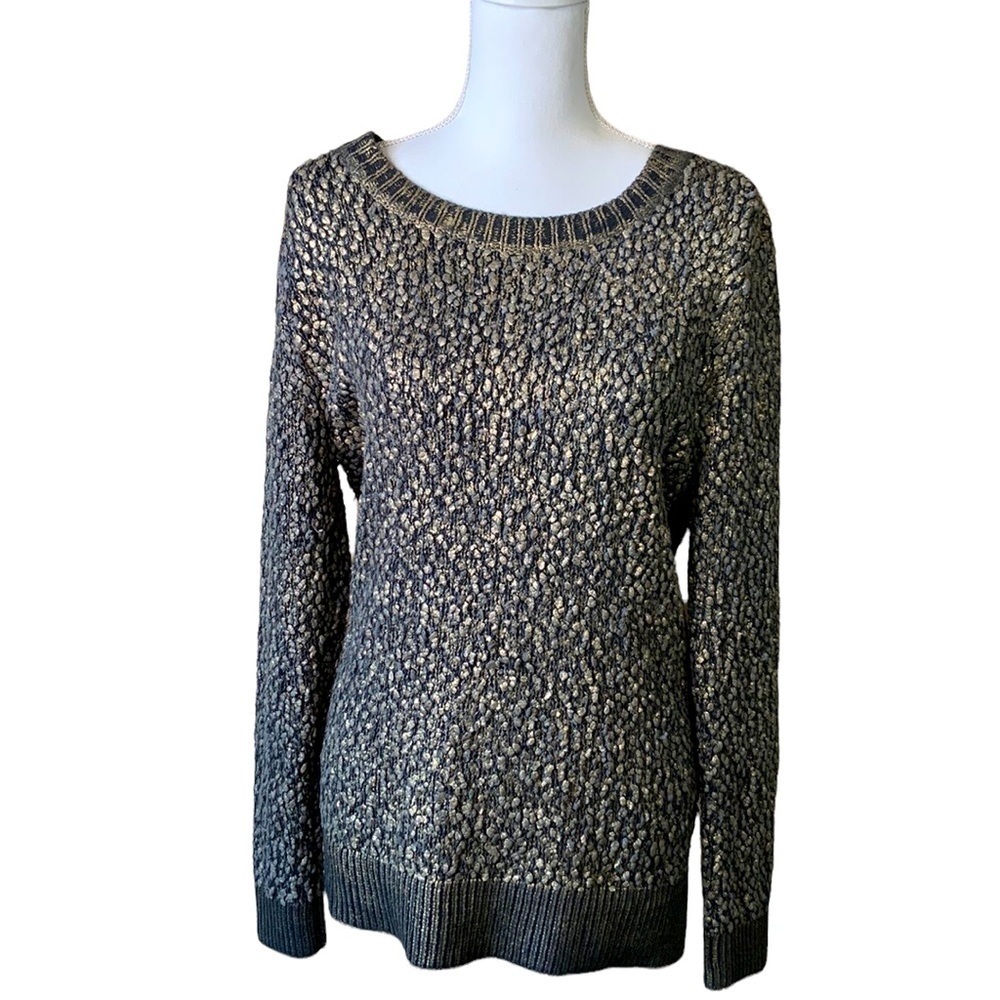 Soho Chick Gold & Black‎ Crewneck Oversized Sweater Size Small